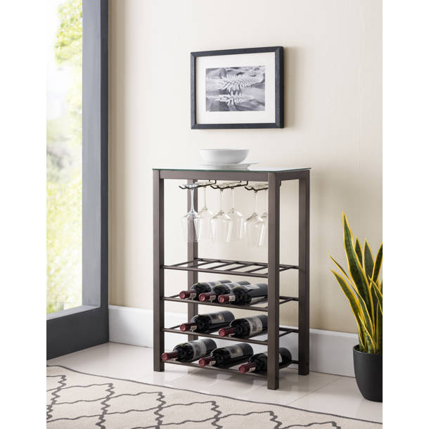 Latitude Run® Demarcos 20 Bottle Floor Wine Bottle & Glass Rack in